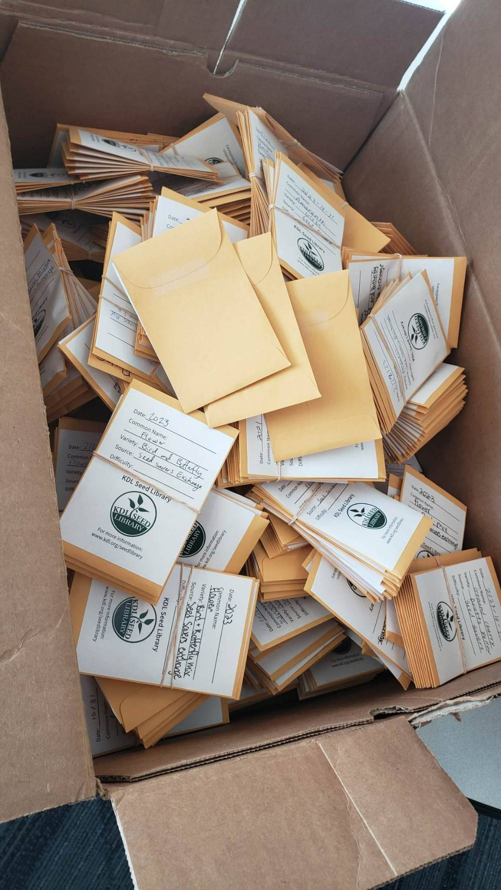 Box full of seed packets